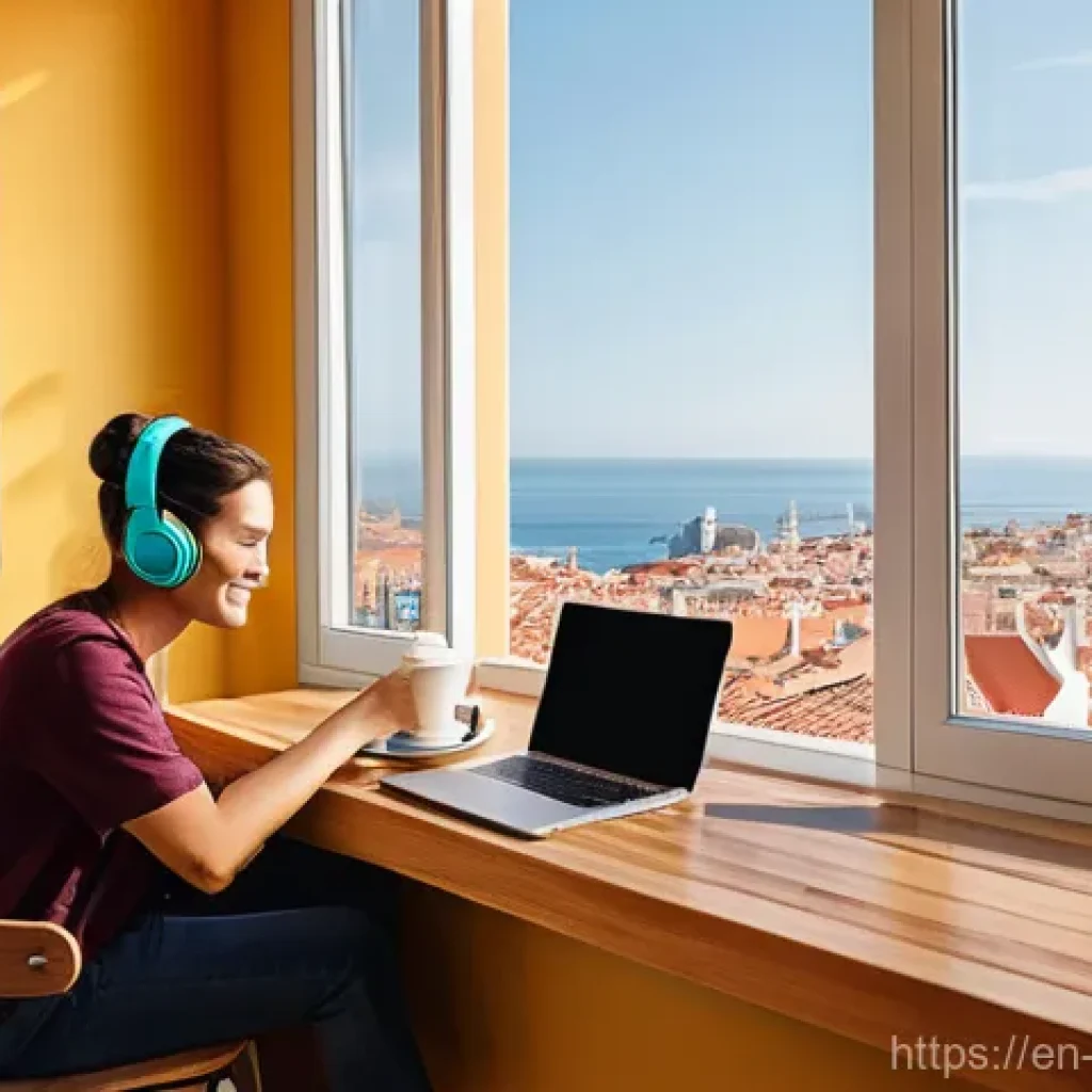 디지털 노마드로의 전환 방법 - **Prompt 1: Productive Oasis in a Coastal City**
    A wide shot of a diverse, casually yet professi...