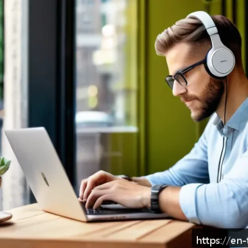 디지털 노마드의 취업 기회 탐색 - A modern digital nomad workspace set up in a cozy, sunlit caf&eacute; overlooking a bustling city street. T...